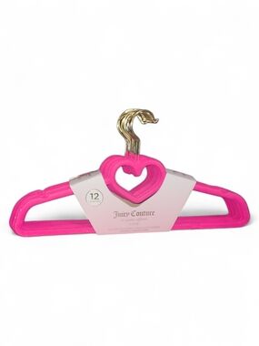 Juicy Couture Faux Suede Hot Pink Heart Hangers with Gold Hooks